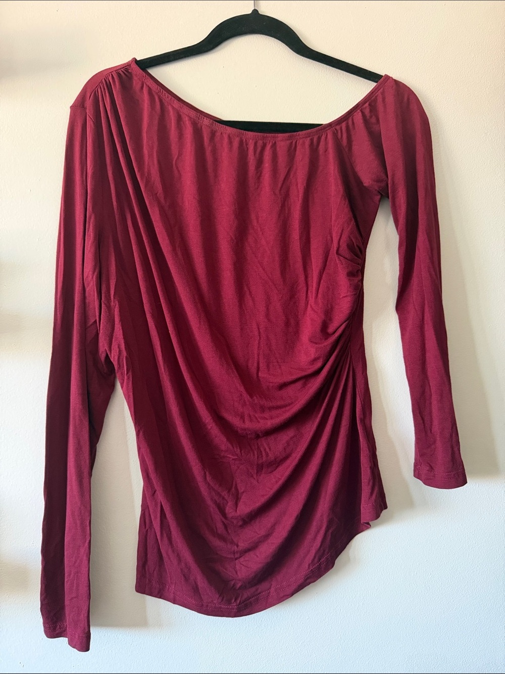 Shein|Long-Sleeve Draped Top|Deep Burgundy|XL|EUC